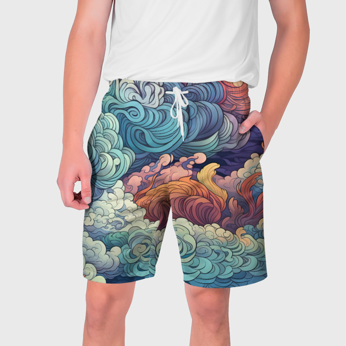 Мужские шорты 3D Волнистые яркие облака фото