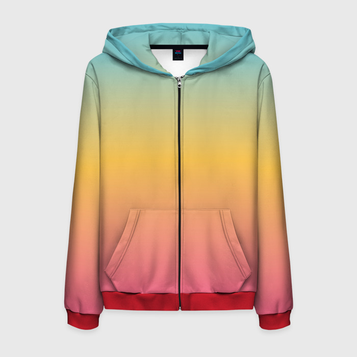 Мужская толстовка 3D на молнии Градиент Персиковый закат фото