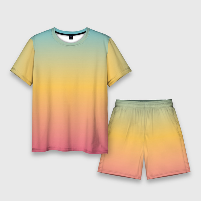 Мужской костюм с шортами 3D Градиент Персиковый закат фото