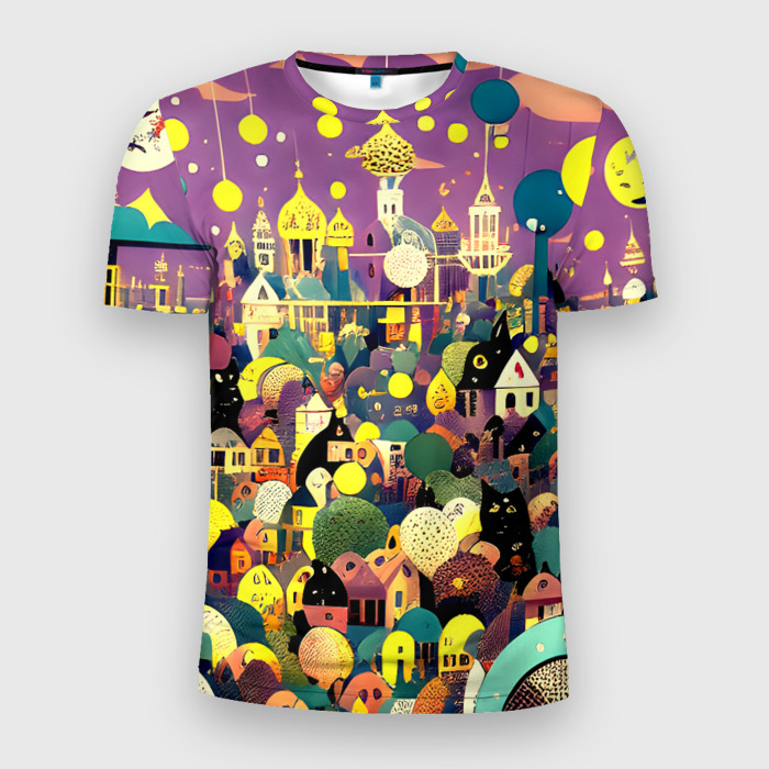 Мужская футболка 3D Slim Праздничный город фото