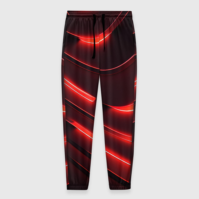 Мужские брюки 3D Красный неон абстракция фото