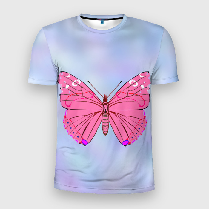 Мужская футболка 3D Slim Розовая бабочка фото