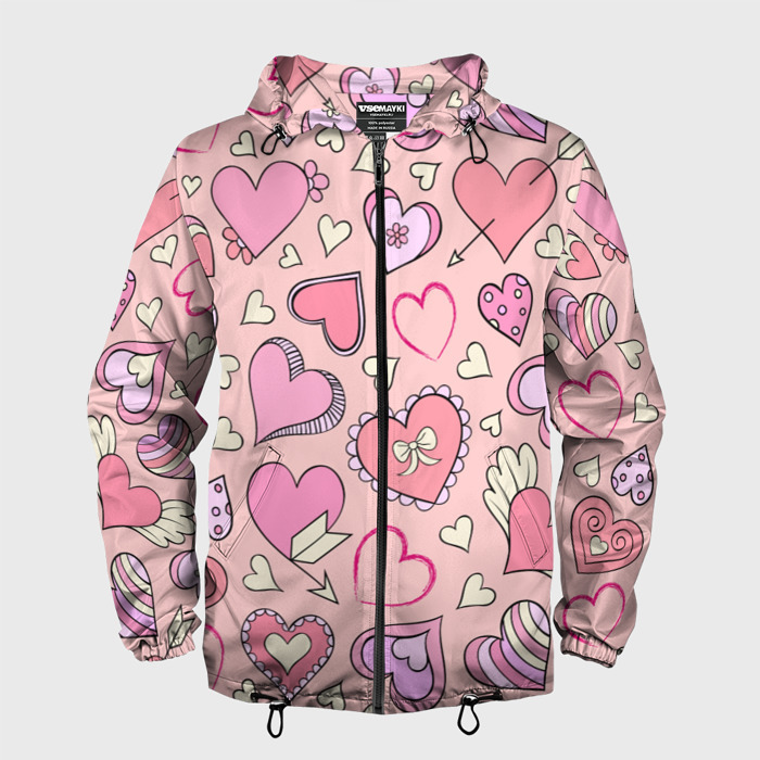 Мужская ветровка 3D Many many hearts фото