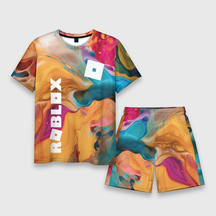 Мужской костюм с шортами 3D Roblox Logo Color фото