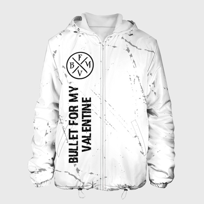 Мужская куртка 3D Bullet For My Valentine glitch на светлом фоне: по вертикали фото