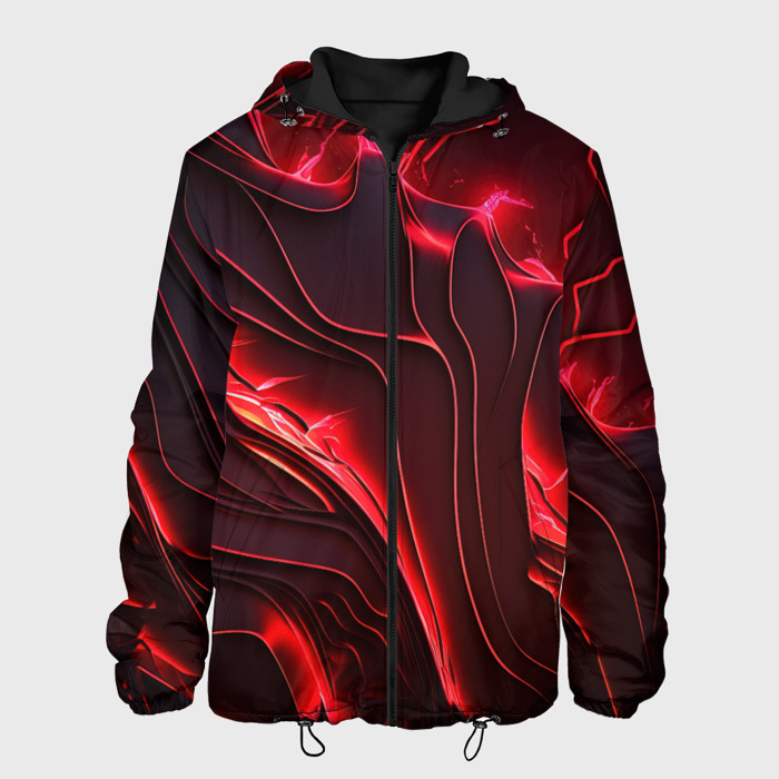 Мужская куртка 3D Красные разломы фото
