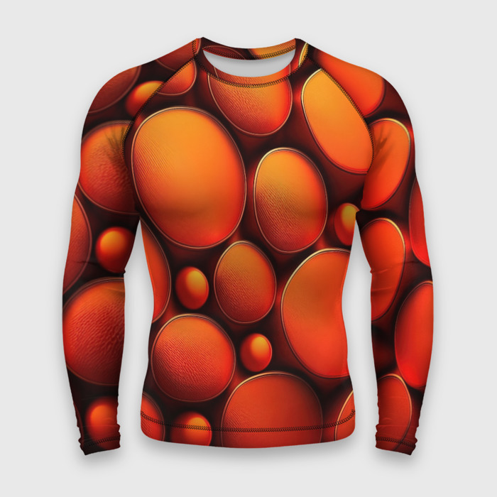 Мужской рашгард 3D Оранжевы е круглые плиты фото