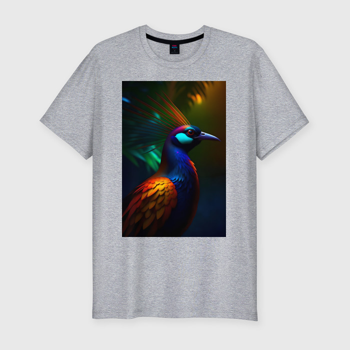 Мужская футболка хлопок Slim Райская птичка   нейросеть фото