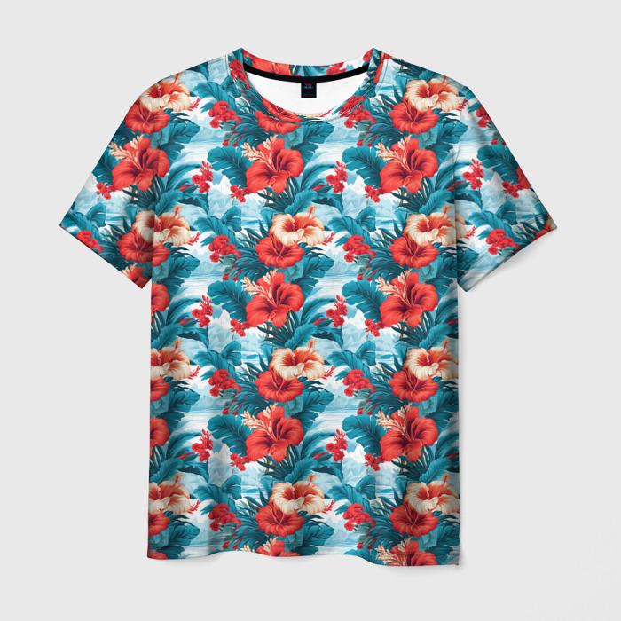 Мужская футболка 3D Летние  цветочки  паттерн фото