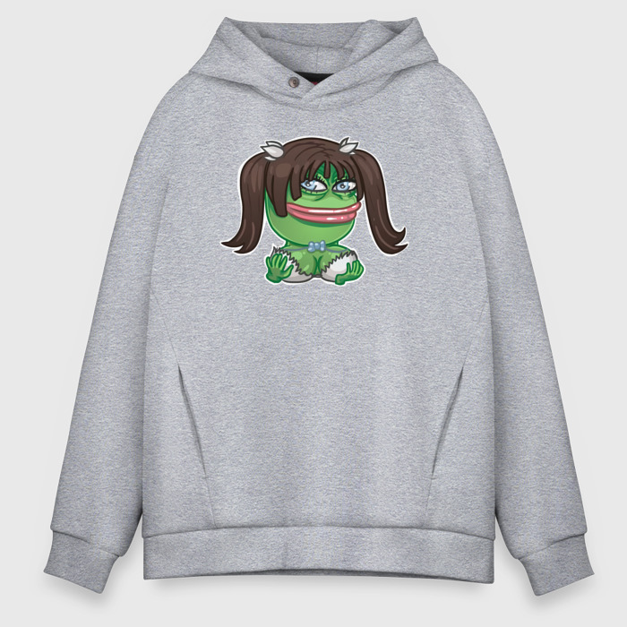 Мужское худи Oversize хлопок Лягушиха Пепе женщина фото
