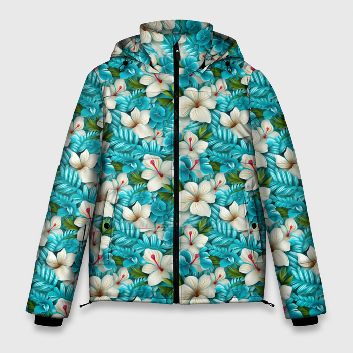 Мужская зимняя куртка 3D Объемные белые цветы фото