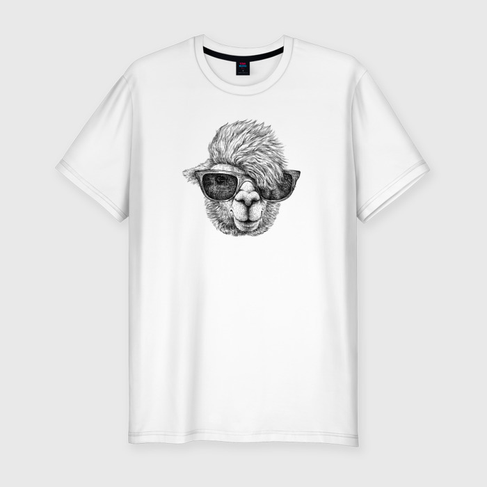 Мужская футболка хлопок Slim Альпака в темных очках фото