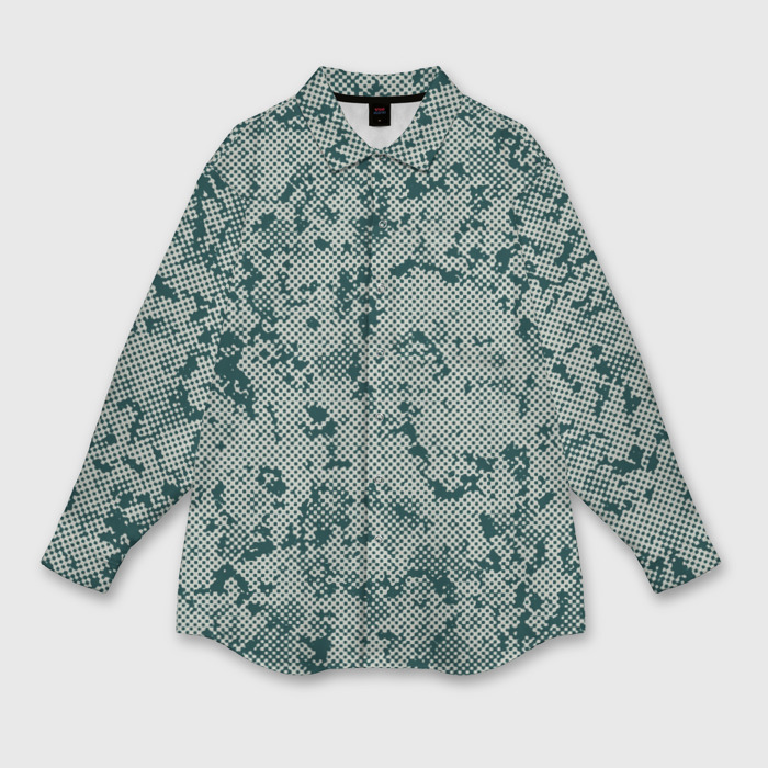 Мужская рубашка oversize 3D Абстракция точечная зелёный фото