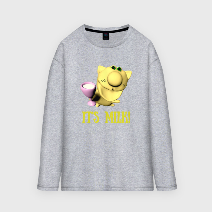 Мужской лонгслив oversize хлопок Молоко у котика фото