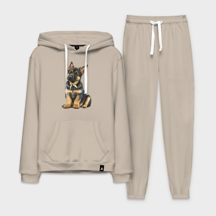 Мужской костюм хлопок с толстовкой Немецкая овчарка, с бантиком фото