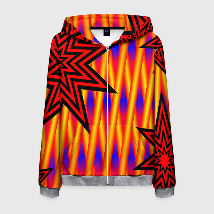 Мужская толстовка 3D на молнии Ассиметричный с многолучевыми звездами фото