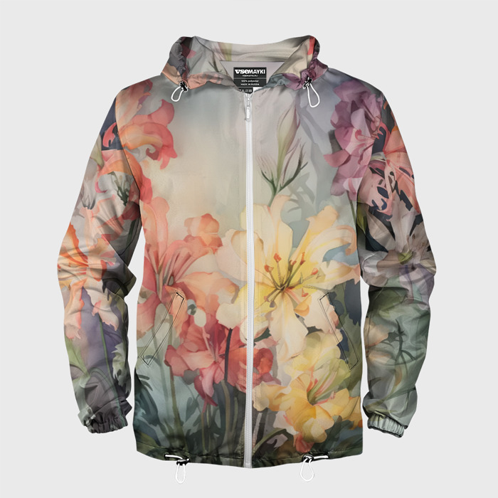 Мужская ветровка 3D Акварельные лилии фото