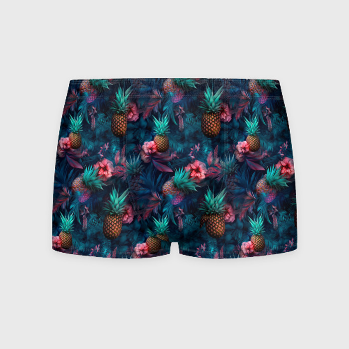 Мужские трусы 3D Ананасы и цветы фото