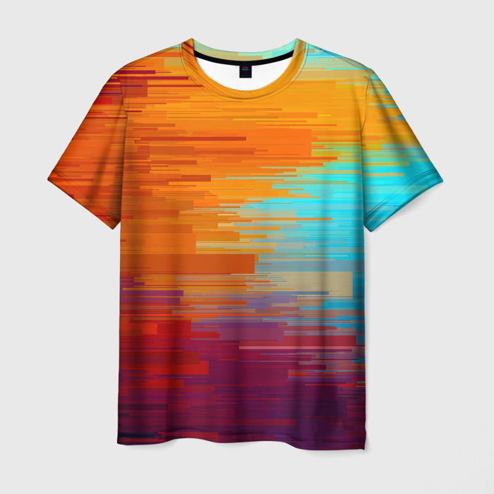 Мужская футболка 3D Цветной глитч фото