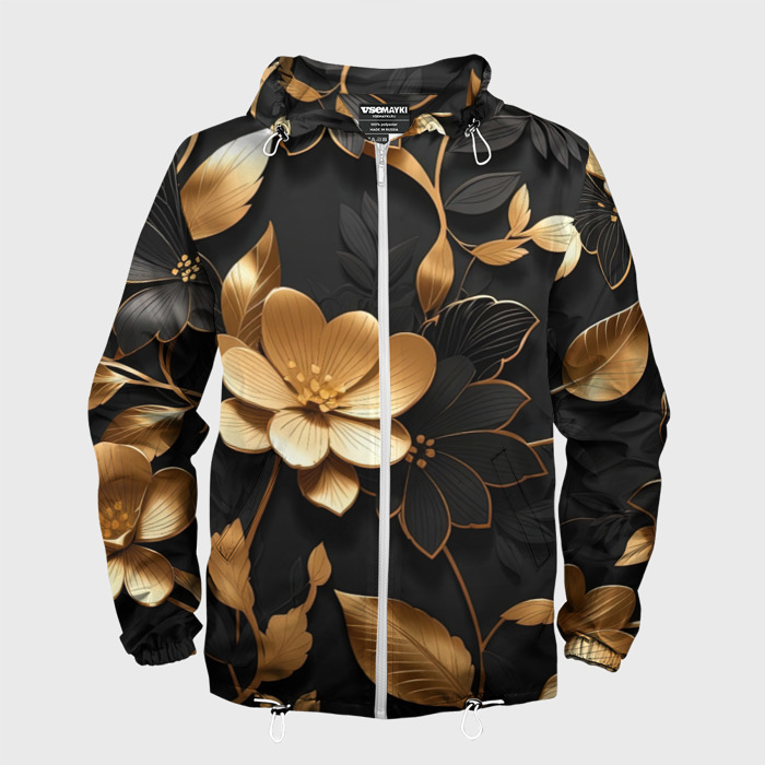 Мужская ветровка 3D Сад золотых цветов фото