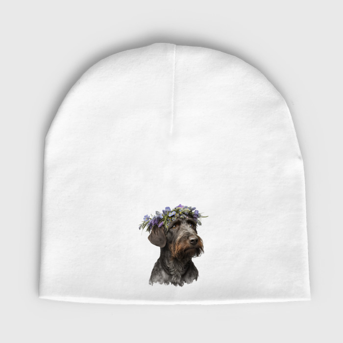 Мужская шапка демисезонная Дратхаар с венком из цветов фото