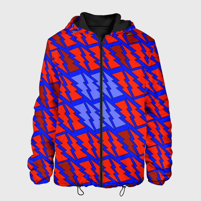 Мужская куртка 3D Ретро молнии красно синие фото