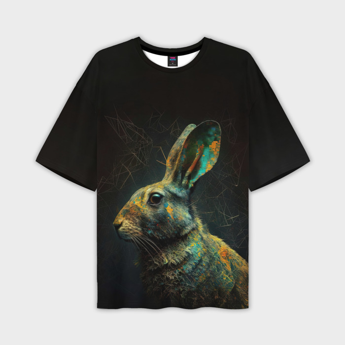 Мужская футболка oversize 3D Магический кролик фото
