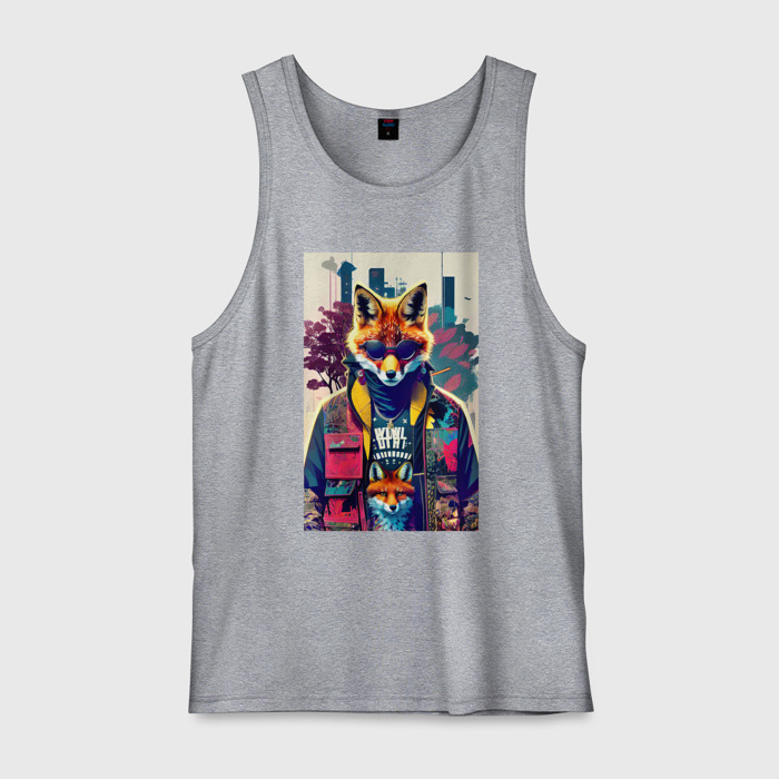 Мужская майка хлопок Лиса в тёмных очках   нейросеть фото