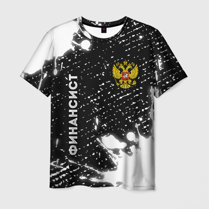 Мужская футболка 3D Финансист из России и герб РФ: надпись, символ фото
