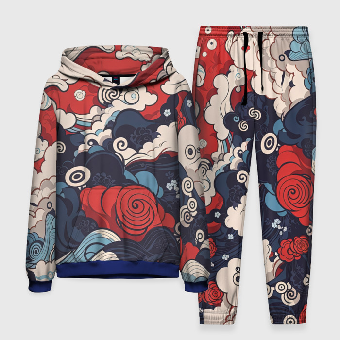 Мужской костюм с толстовкой 3D Узоры в Японском  стиле фото