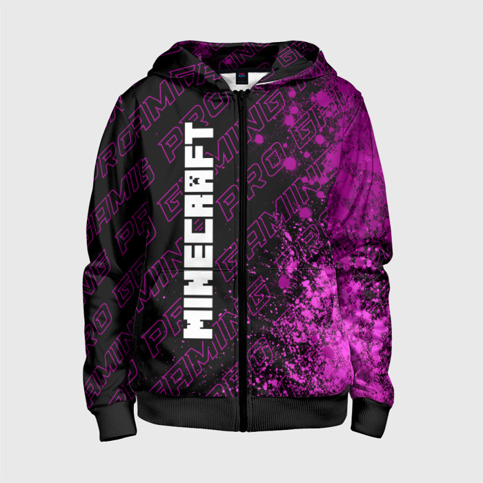 Детская толстовка 3D на молнии Minecraft pro gaming: по вертикали фото