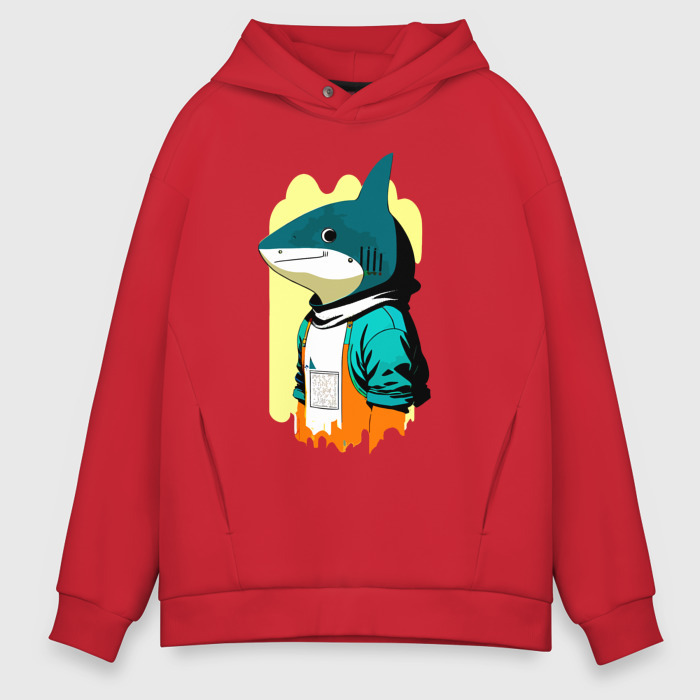Мужское худи Oversize хлопок Чувак акулёнок   нейросеть фото