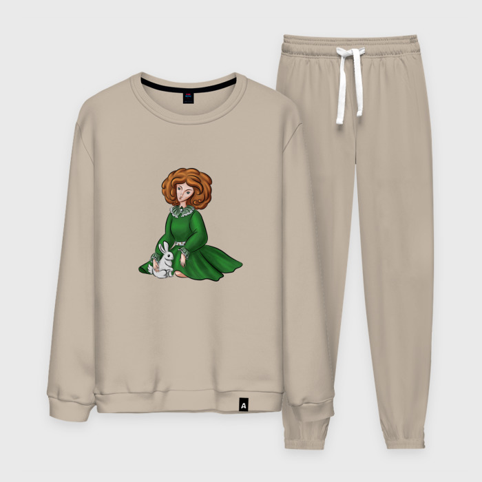 Мужской костюм хлопок Девушка и кролик фото