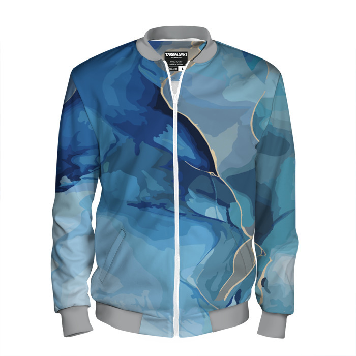 Мужской бомбер 3D Глубокая синева фото
