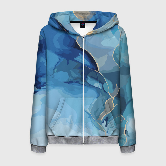 Мужская толстовка 3D на молнии Глубокая синева фото