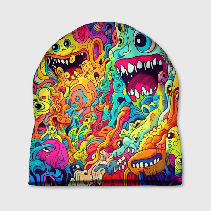 Шапка 3D Космические зубастые чудовища фото