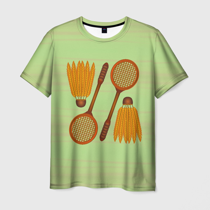 Мужская футболка 3D Бадминтон фото
