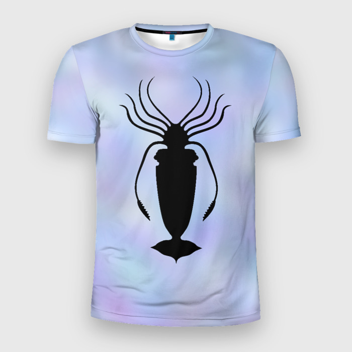 Мужская футболка 3D Slim Силуэт кальмара фото