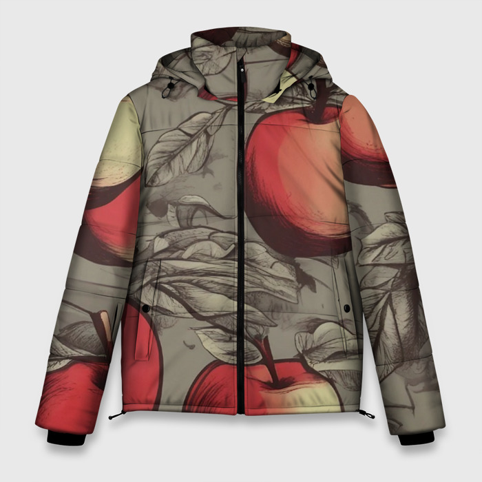 Мужская зимняя куртка 3D Яблоки c листьями фото