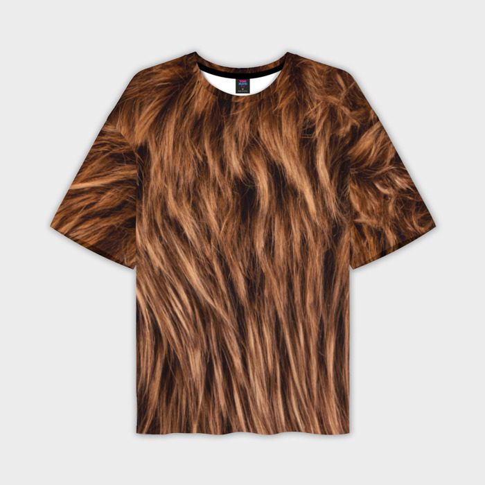 Мужская футболка oversize 3D Густой плотный мех фото