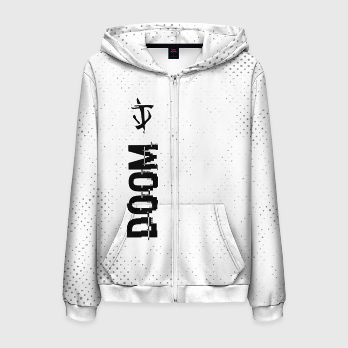 Мужская толстовка 3D на молнии Doom glitch на светлом фоне: по вертикали фото