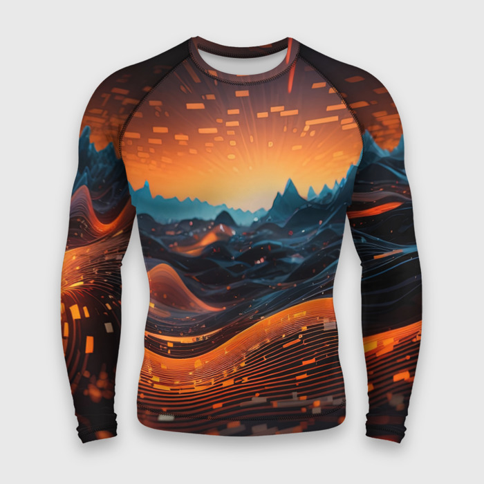 Мужской рашгард 3D Цифровой пейзаж фото