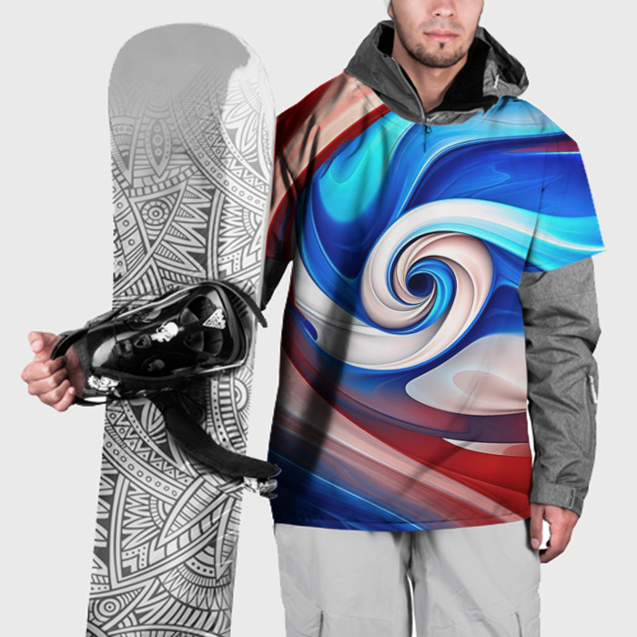 Накидка на куртку 3D Волны в цвете флага РФ фото