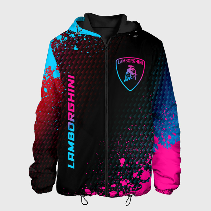 Мужская куртка 3D Lamborghini   neon gradient: надпись, символ фото
