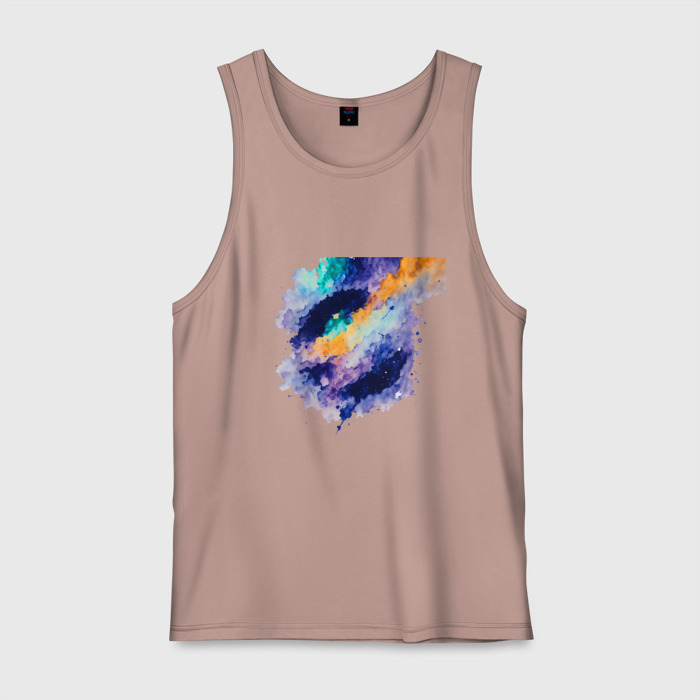 Мужская майка хлопок Акварельная планета в космосе фото