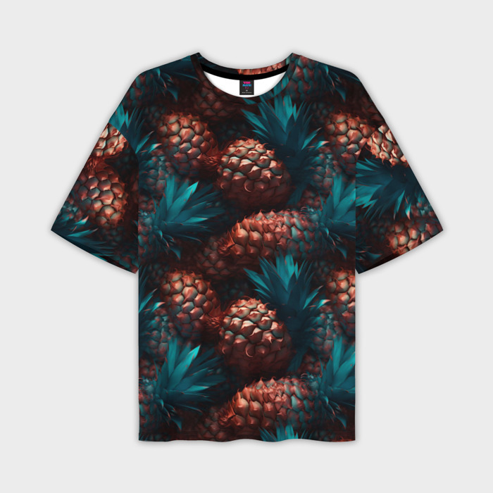 Мужская футболка oversize 3D Ананасы   паттерн фото