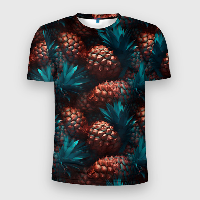 Мужская футболка 3D Slim Ананасы   паттерн фото