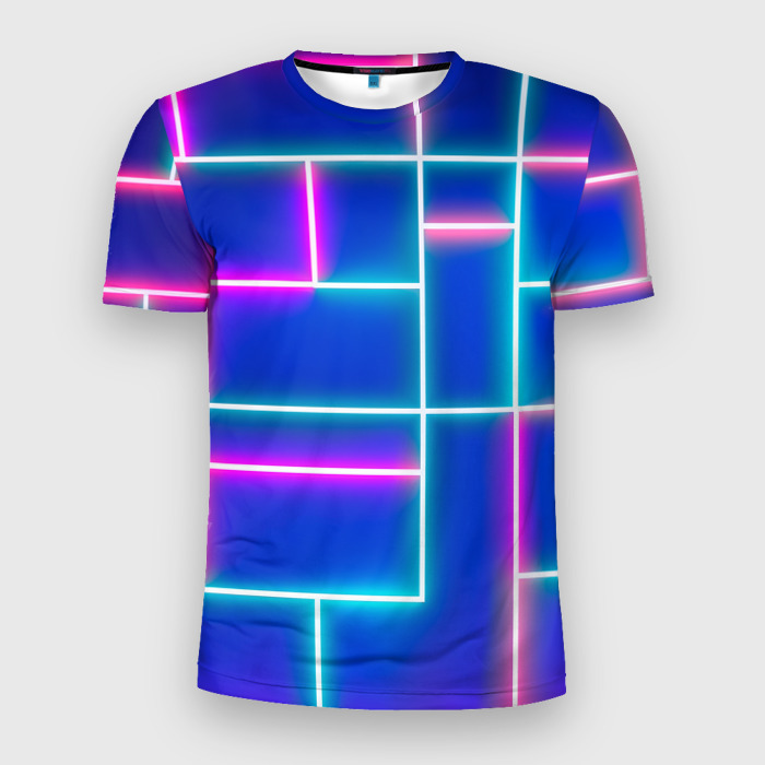 Мужская футболка 3D Slim Неон линии фото