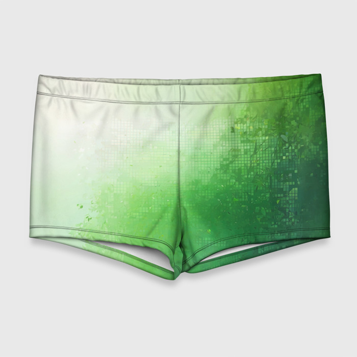 Мужские купальные плавки 3D Зелёные пиксели фото