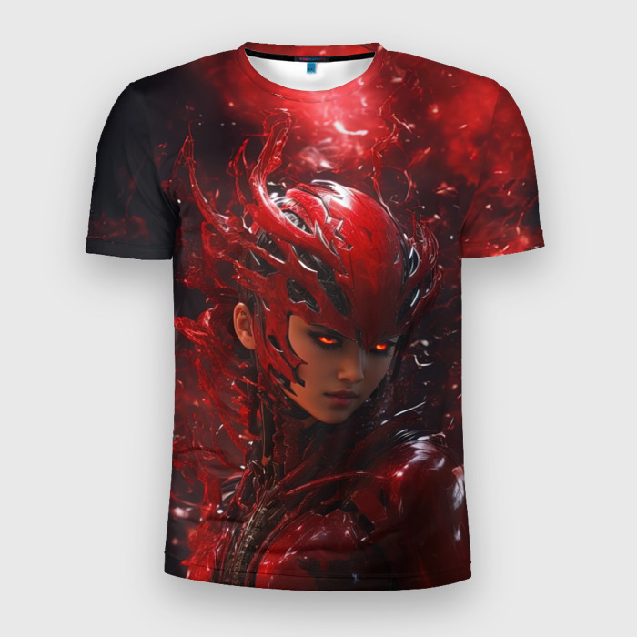 Мужская футболка 3D Slim Багровая демонесса фото